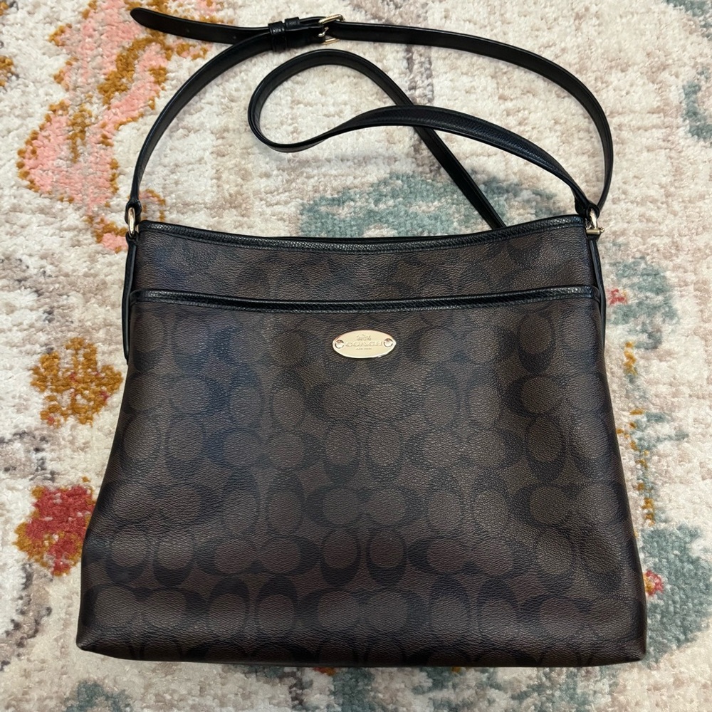 Coach Leather Crossbody in signature canvas